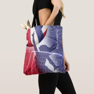 Bolso De Tela voleibol femenino azul blanco rojo