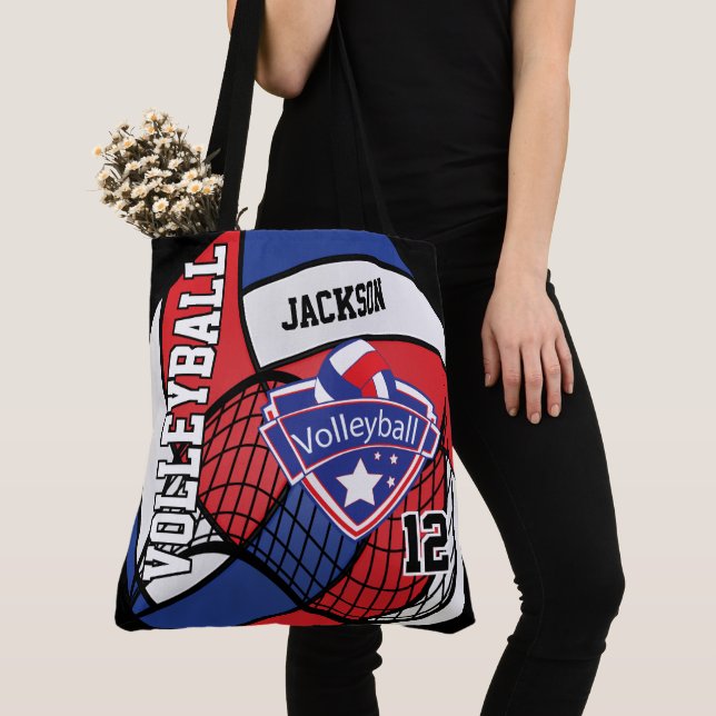 Bolso De Tela Voleibol rojo, blanco y azul (Detalle)