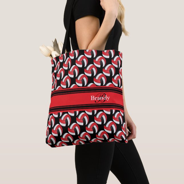 Bolso De Tela Voleibol rojo, negro y blanco | Personalizar (Detalle)