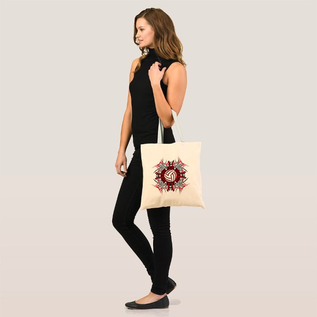 Bolso De Tela Voleibol tribal Mandala Deportes rojos y negros (Subido por el creador)