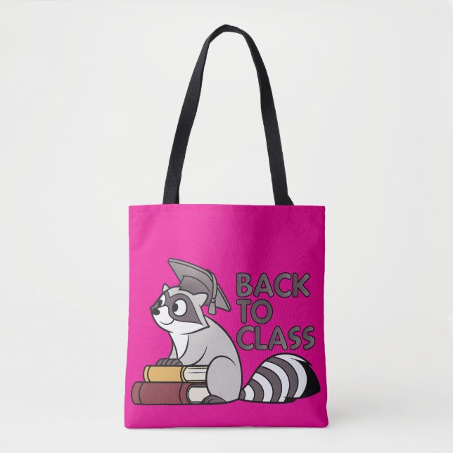 Bolso De Tela Volver a la clase 2025 Diseño de mapache (Anverso)