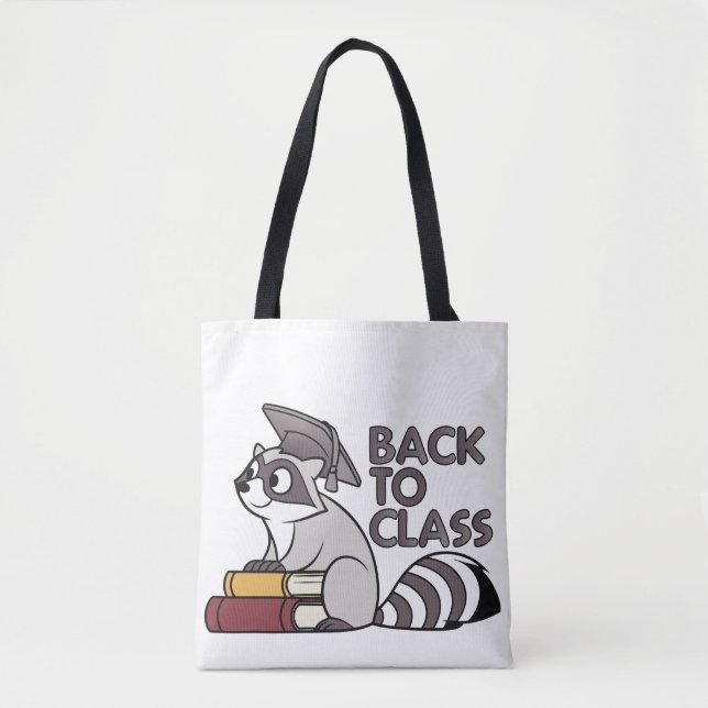 Bolso De Tela Volver a la clase 2025 Diseño de mapache (Anverso)