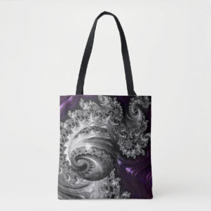 Bolso De Tela Vórtex fractal plateado y púrpura