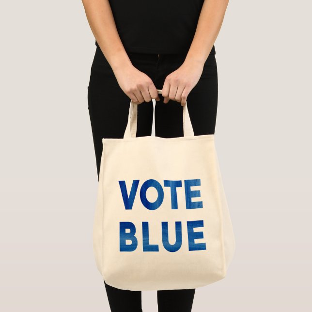 Bolso De Tela Vota azul negrita acuarela política de dos lados (Anverso (producto))