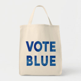 Bolso De Tela Vota azul negrita acuarela política de dos lados