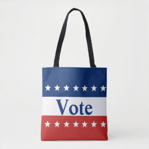 Bolso De Tela Vota blanco rojo y azul con estrellas
