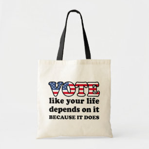 Bolso De Tela Vota como si tu vida dependiera de eso. Porque lo