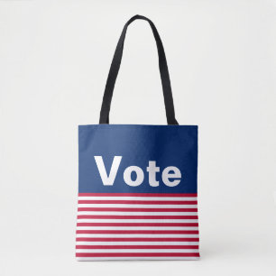 Bolso De Tela Votar por franjas rojas blanca y azul