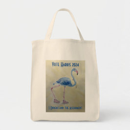 Bolso De Tela Vote Harris 2024 Blue Flamingo con Tote de Perlas