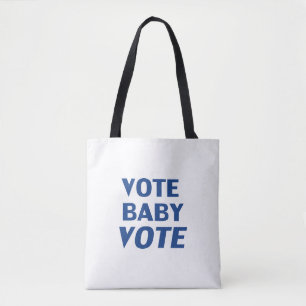Bolso De Tela "voto por bebé" Azul, blanco