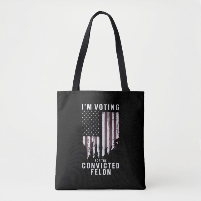 Bolso De Tela Voto por el convicto Felon Pro Trump 2024 (Anverso)