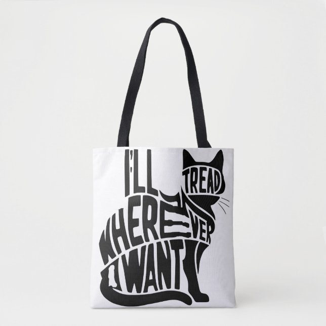 Bolso De Tela Voy a enseñar donde quiera. Gato gracioso (Anverso)