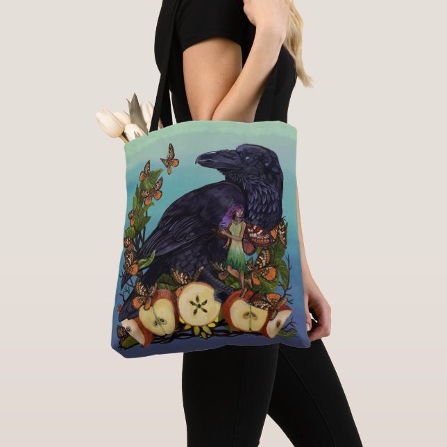 Bolso De Tela Vuelos de Fantasy Raven Faery (Detalle)