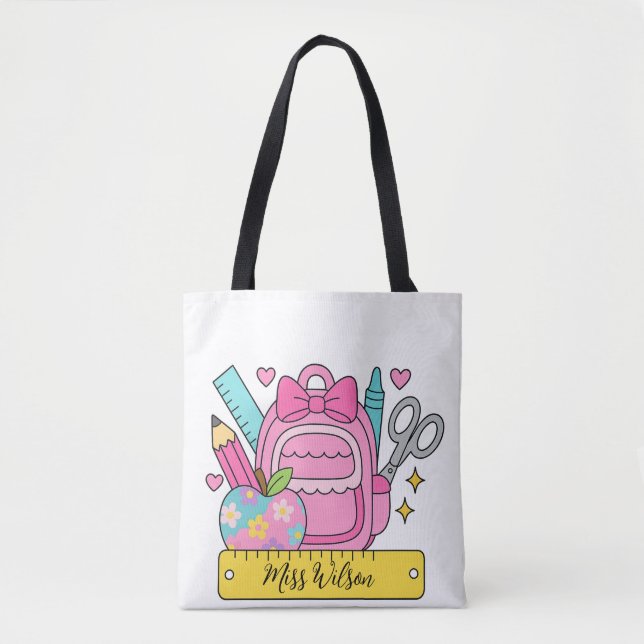 Bolso De Tela Vuelta al cole Arcoiris Maestro Vida (Anverso)