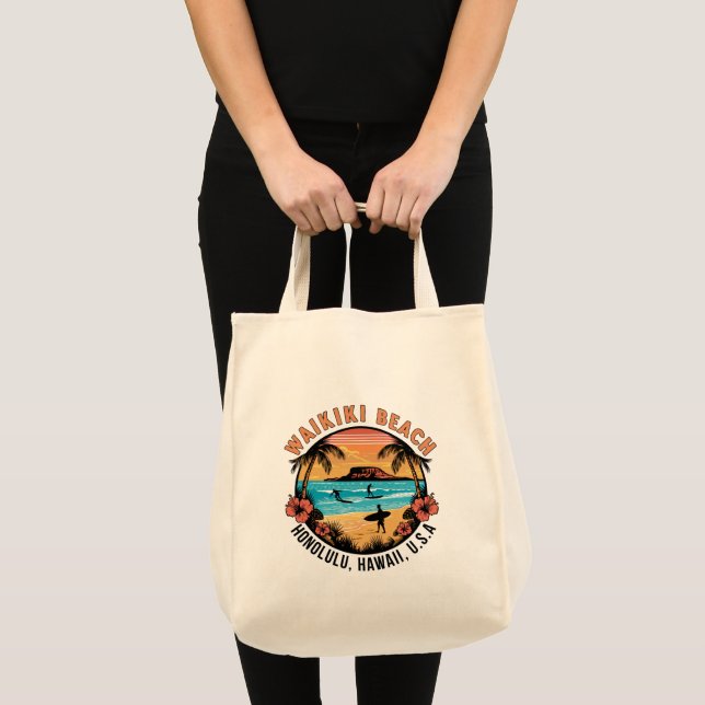 Bolso De Tela Waikiki Beach Retro Vignette (Anverso (producto))