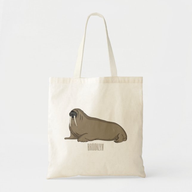 Bolso De Tela Walrus cartoon illustration  (Frente)