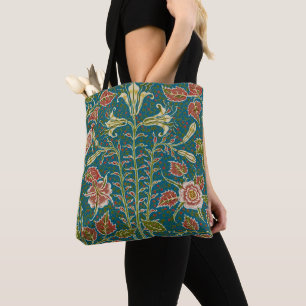Bolso De Tela Walter Crane Antigua Flor de Lis y Rosa