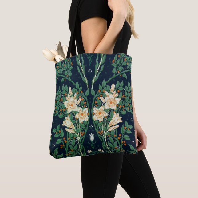 Bolso De Tela Walter Crane "Francesca" Botánico (Detalle)