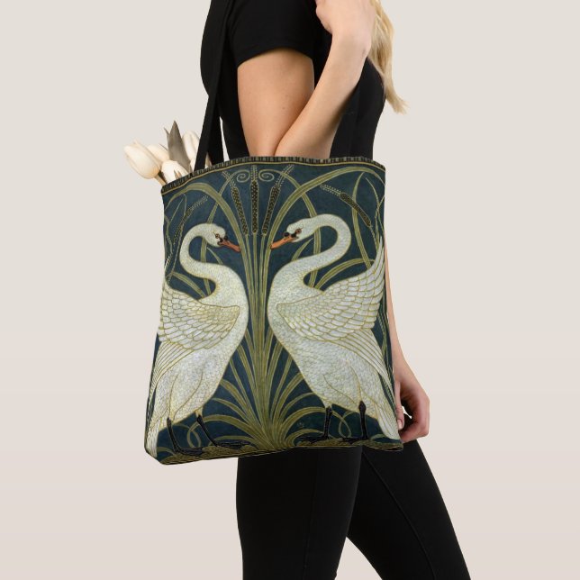Bolso De Tela Walter Crane Swan & Rush and Iris Victorian  (Detalle)