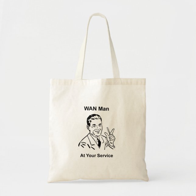 Bolso De Tela WAN Man At Your Service Retro Tech (Frente)