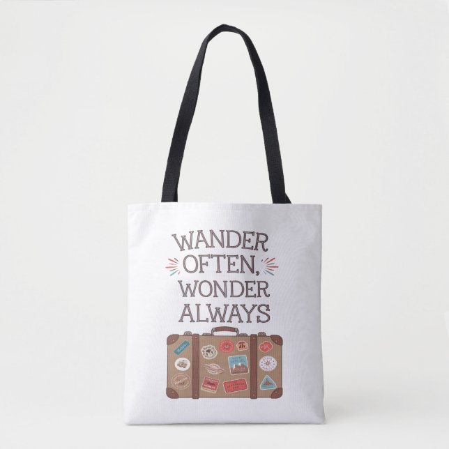 Bolso De Tela Wander A Menudo, Wonder Always Travel Cita (Anverso)