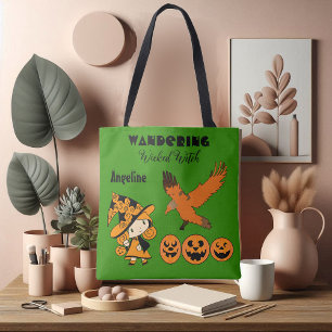 Bolso De Tela Wandering Witch Personalizada Halloween Cute
