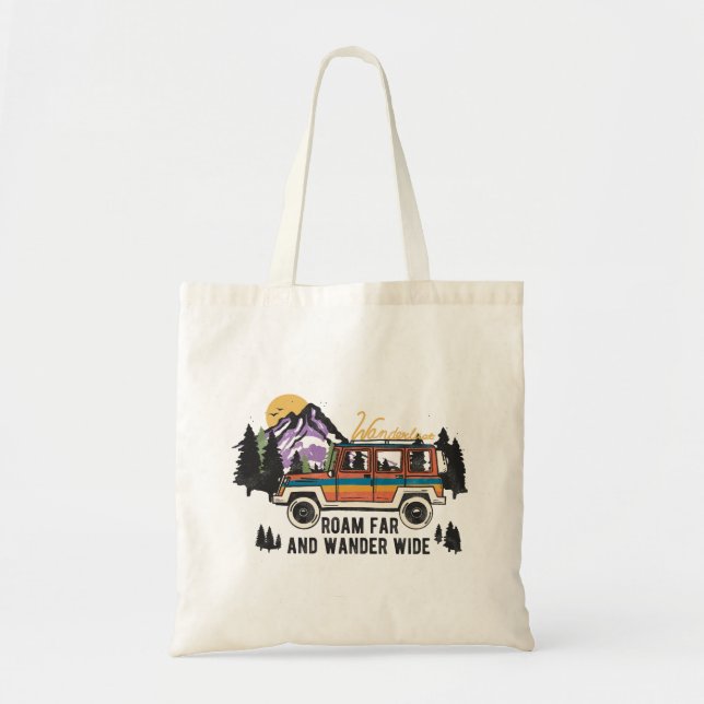Bolso De Tela Wanderlust Roam Far Y Wander Wide (Frente)