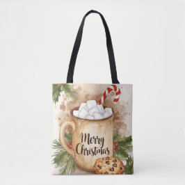 Bolso De Tela Warm cocoa merry Christmas cookie holly rustic