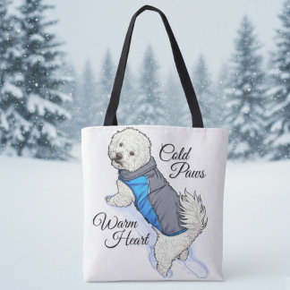 Bolso De Tela Warm Heart Snow Bichon Tote