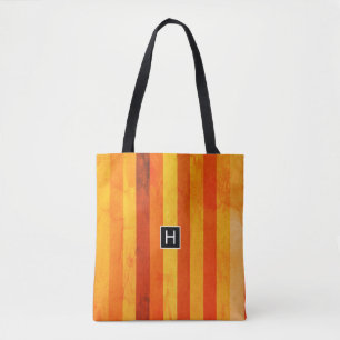 Bolso De Tela Warm Weathered Naranja Tiras Rojas Monograma
