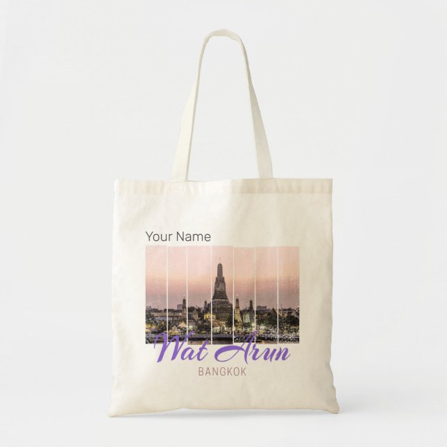 Bolso De Tela Wat Arun Temple Bangkok Souvenir Sunset (Frente)