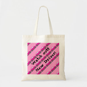 Bolso De Tela Watch out!!! New Driver! Pink Car Tote Bag