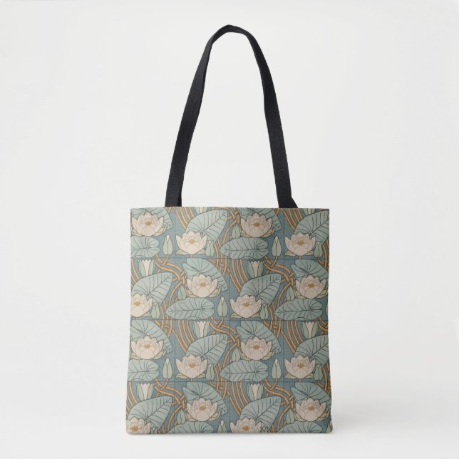 Bolso De Tela Water Lilies Lily Naturaleza Art Nouveau (Anverso)