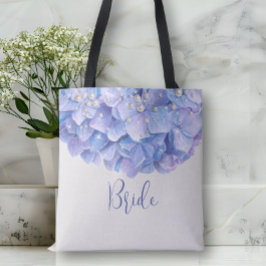 Bolso De Tela Watercolor Blue Hydrangea Pearl Bridal Party