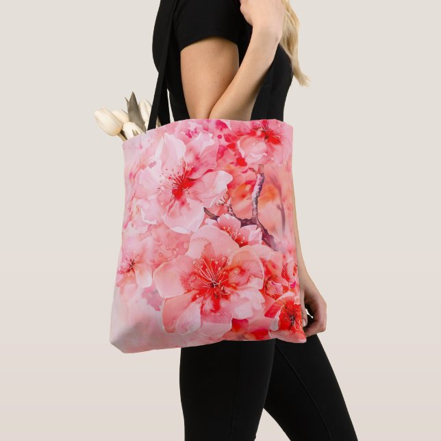 Bolso De Tela Watercolor Cherry Blossom (Detalle)