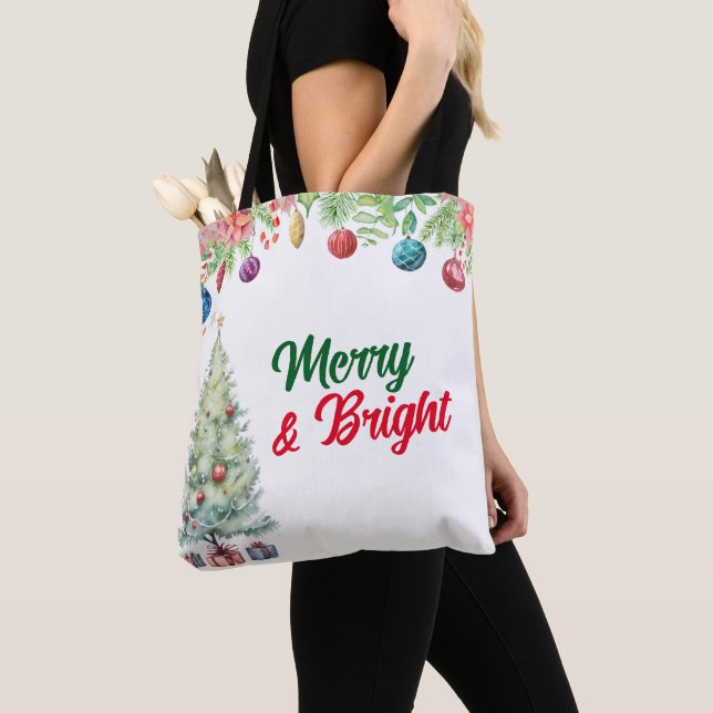 Bolso De Tela Watercolor Christmas Holiday  (Detalle)