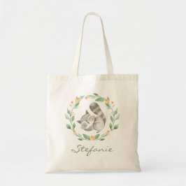 Bolso De Tela Watercolor Cute Baby Raccoon Greeneration Wreath