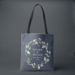 Bolso De Tela Watercolor eucalyptus elegante fiesta de bodas<br><div class="desc">El eucalipto acuarela elegante fiesta de bodas azul marino favorece las galletas. Parte de una suite boda completa</div>