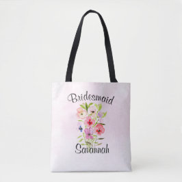 Bolso De Tela Watercolor Flor silvestre Bouquet Bridesmaid Boda