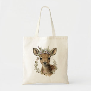 Bolso De Tela Watercolor Floral Baby Deer Cute