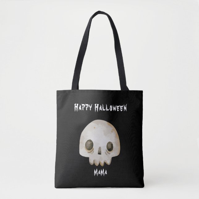 Bolso De Tela Watercolor Ghost Skeleton Happy Halloween Mama (Anverso)