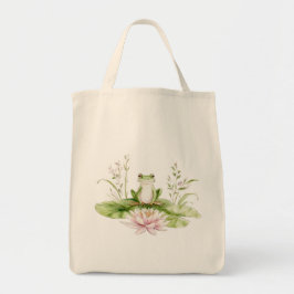 Bolso De Tela Watercolor Green Frog 