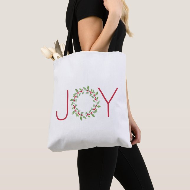 Bolso De Tela Watercolor Holly Wreath (Detalle)