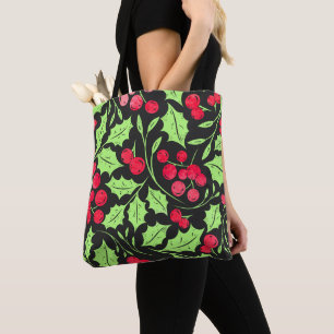 Bolso De Tela Watercolor Holly y Berries
