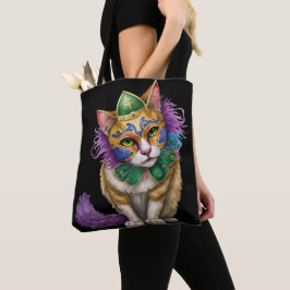 BOLSO DE TELA WATERCOLOR MARDI GRAS CAT