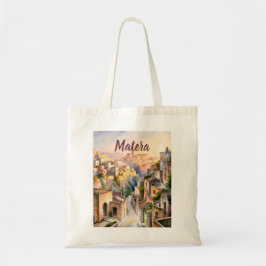 Bolso De Tela Watercolor Matera Italy Sassi di Matera Vintage