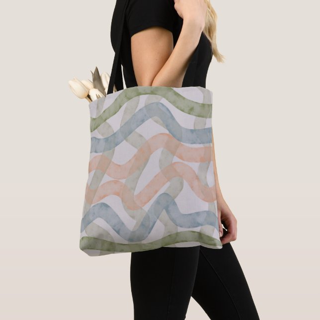 Bolso De Tela Watercolor Mopping Brushstrokes Pattern In Pastel (Detalle)