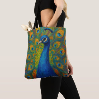 Bolso De Tela Watercolor Peacock