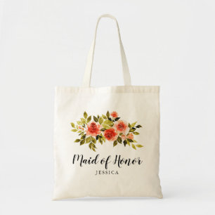 Bolso De Tela Watercolor Roses Rojos Boda De Honor