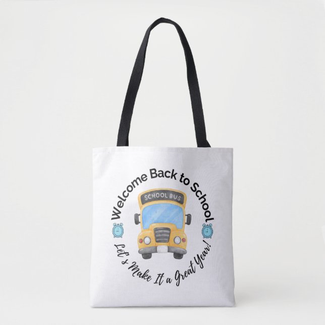 Bolso De Tela Watercolor School Bus Tote Bag (Anverso)